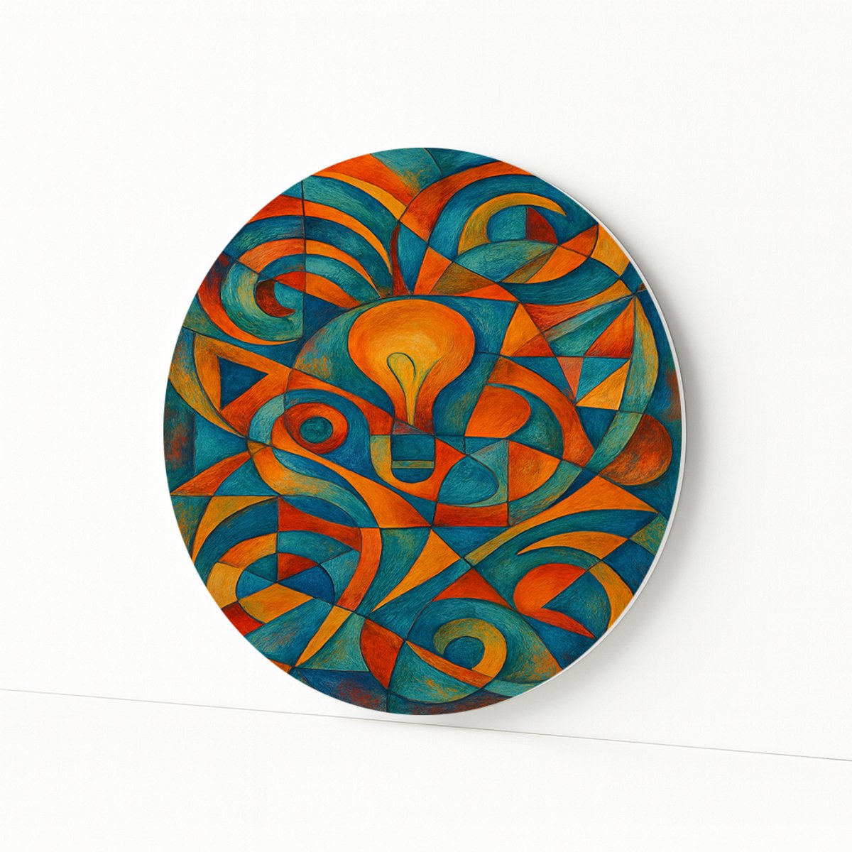 Gloeilamp - Forex - Wandobject rond - Forex muurcirkel - 80x80 cm