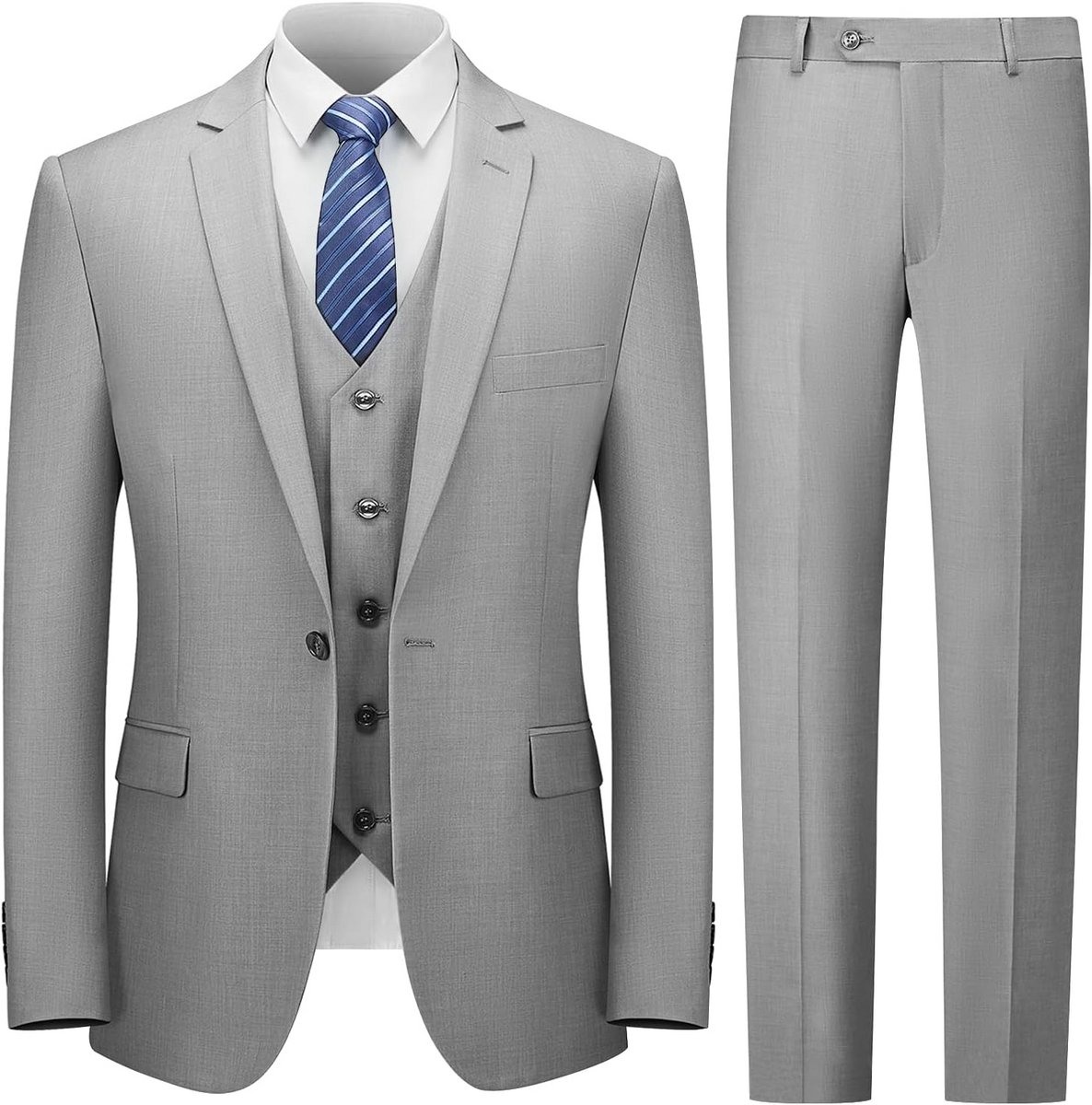 Heren Slim Fit 3-Delig Kostuum Effen Colbert met Stropdas