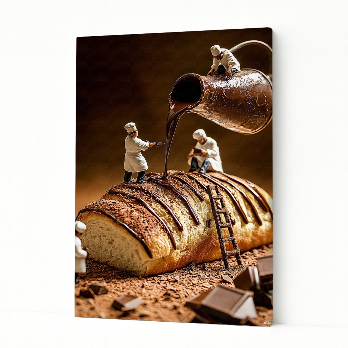 Chocolade op brood - Modern schilderij - Canvas schilderij - 50x70 cm