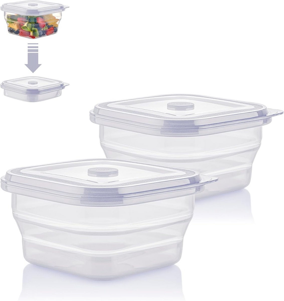 Opvouwbare Vershouddoos 2x 900 ml - Siliconen Lunchtrommel Lekvrij Ovenbestendig