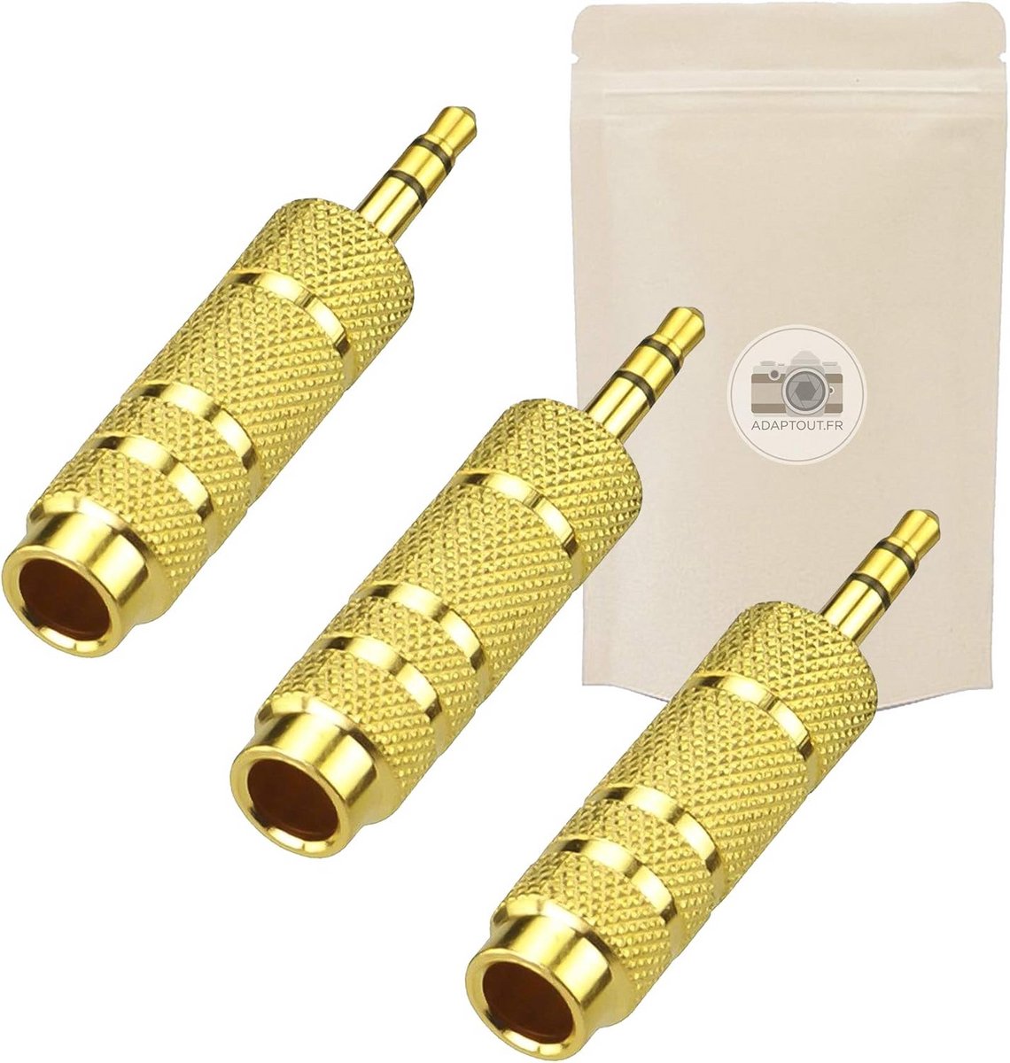 3x Adapter Mini Jack 3.5mm naar Grote Jack 6.35mm Audio Connector