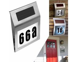 ANMI® Solar Huisnummer Bord Met Verlichting - IP55 Waterdicht - Automatisch Aan Bij Donker - Wandmontage - Inclusief Cijfers 0 9 En Letters A H - Voor Gevel Deur Garage Schutting