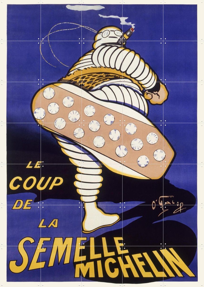 IXXI Le Coup de la Semelle Michelin, Bridgeman Images - 100 x 140 cm - Gratis ophangtool - Grote wanddecoratie en posters - Speels, Vintage