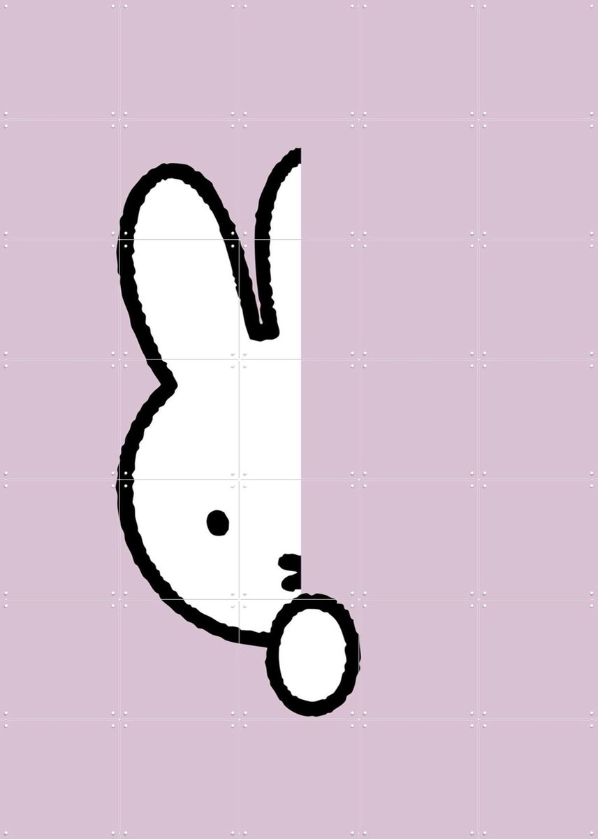 IXXI Nijntje Verstoppertje Lila, Nijntje - 100 x 140 cm - Gratis ophangtool - Grote wanddecoratie en posters - Line art, Speels, Cartoonesk, Grafisch