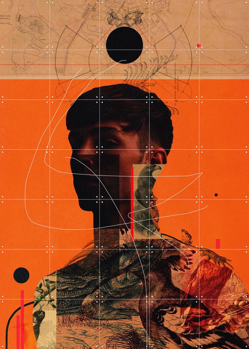 IXXI Alterations, Frank Moth - 100 x 140 cm - Gratis ophangtool - Grote wanddecoratie en posters - Kleurrijk, Abstract, Collage, Illustraties