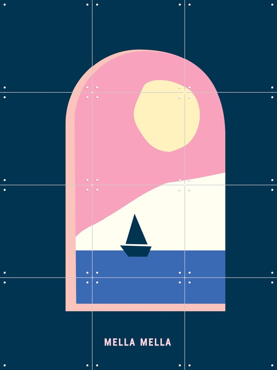 IXXI Love Boat III, Mella Mella - 60 x 80 cm - Gratis ophangtool - Grote wanddecoratie en posters - Geometrische Kunst, Minimalisme, Grafisch Ontwerp