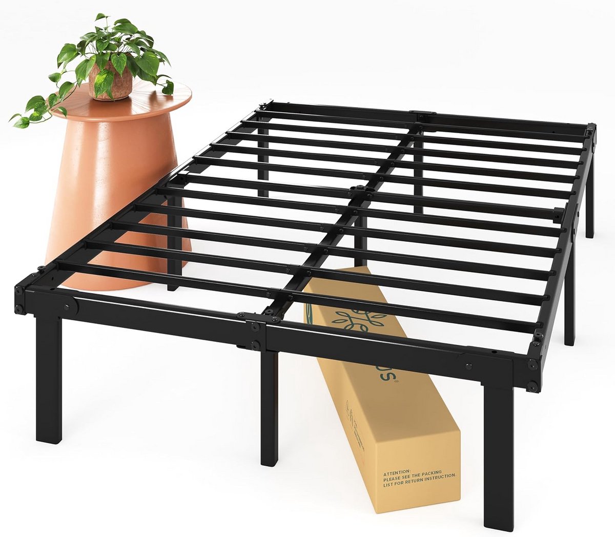 Inklapbaar Metalen Platform Bedframe 150x190 cm met Veel Opbergruimte - Zwart
