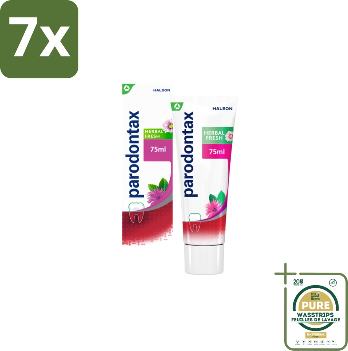 7 x Parodontax - Tandpasta - Herbal Fresh - Bergamot & Mint - 75ml - Grootverpakking - Tandvleesgezondheid - Bloedend Tandvlees - Tandpasta - Kruidenextracten - Bergamot