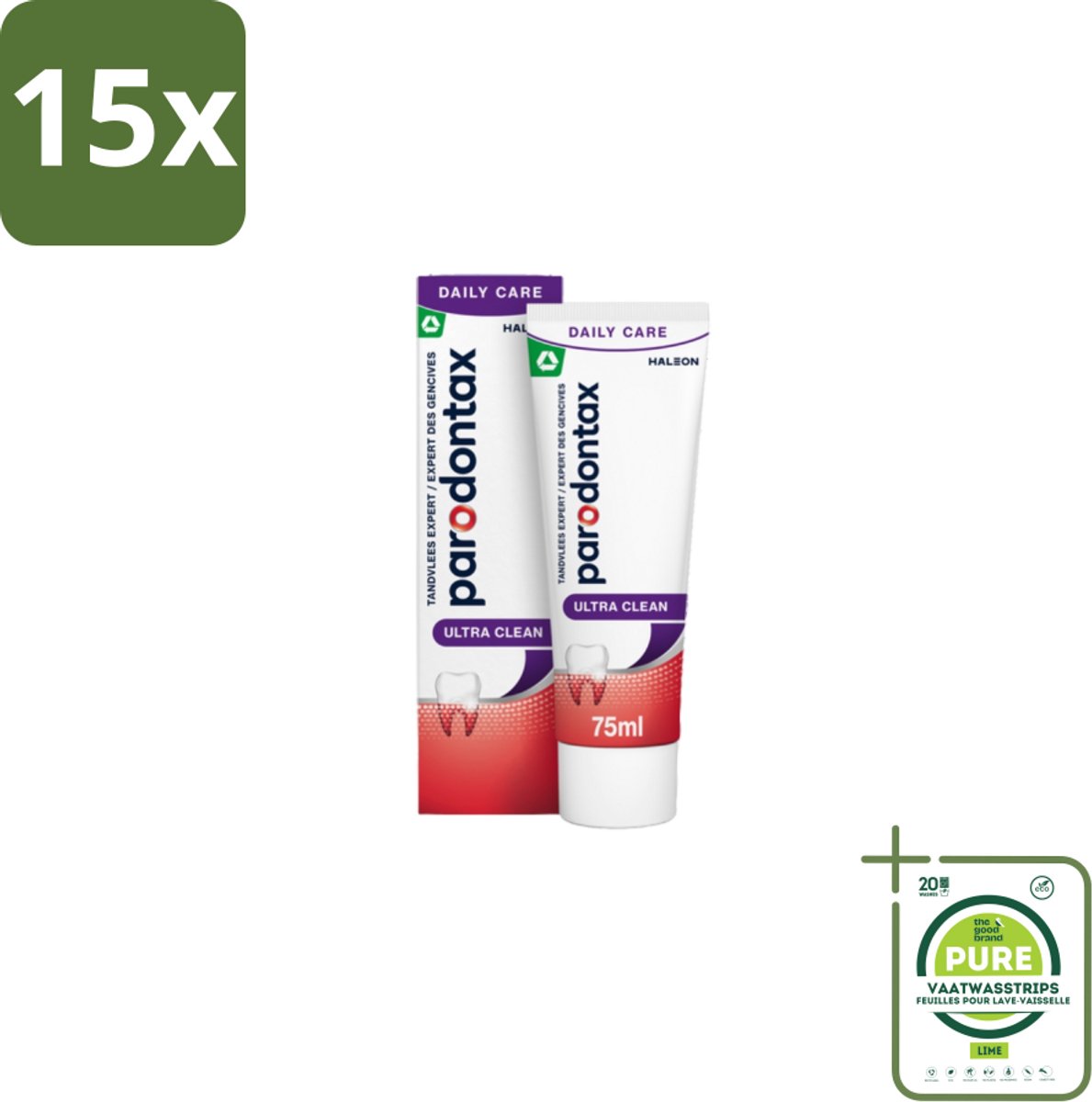 15 x Parodontax Tandpasta bij Bloedend Tandvlees Ultra Clean 75 ml - Grootverpakking - Bloedend Tandvlees - Tandpasta - Tandvleesbescherming - Tandplak - Fluoride