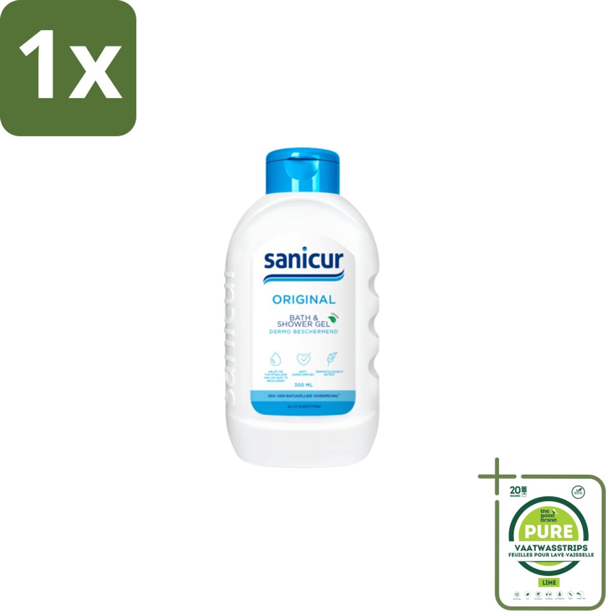 1 x Sanicur Bath & Showergel Original 300 ml - Bad En Douchegel - Milde Reiniging - Huidverzorging - Hydraterende Gel - Gevoelige Huid