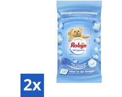 Robijn Droogtrommeldoekjes Morgenfris 20 stuks per verpakking - Voordeelverpakking - 2 stuks