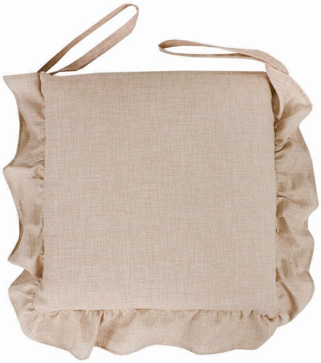 Vierkussen met Valance en Bevestigingsbanden Katoen Gemêleerd Beige 40x40 cm