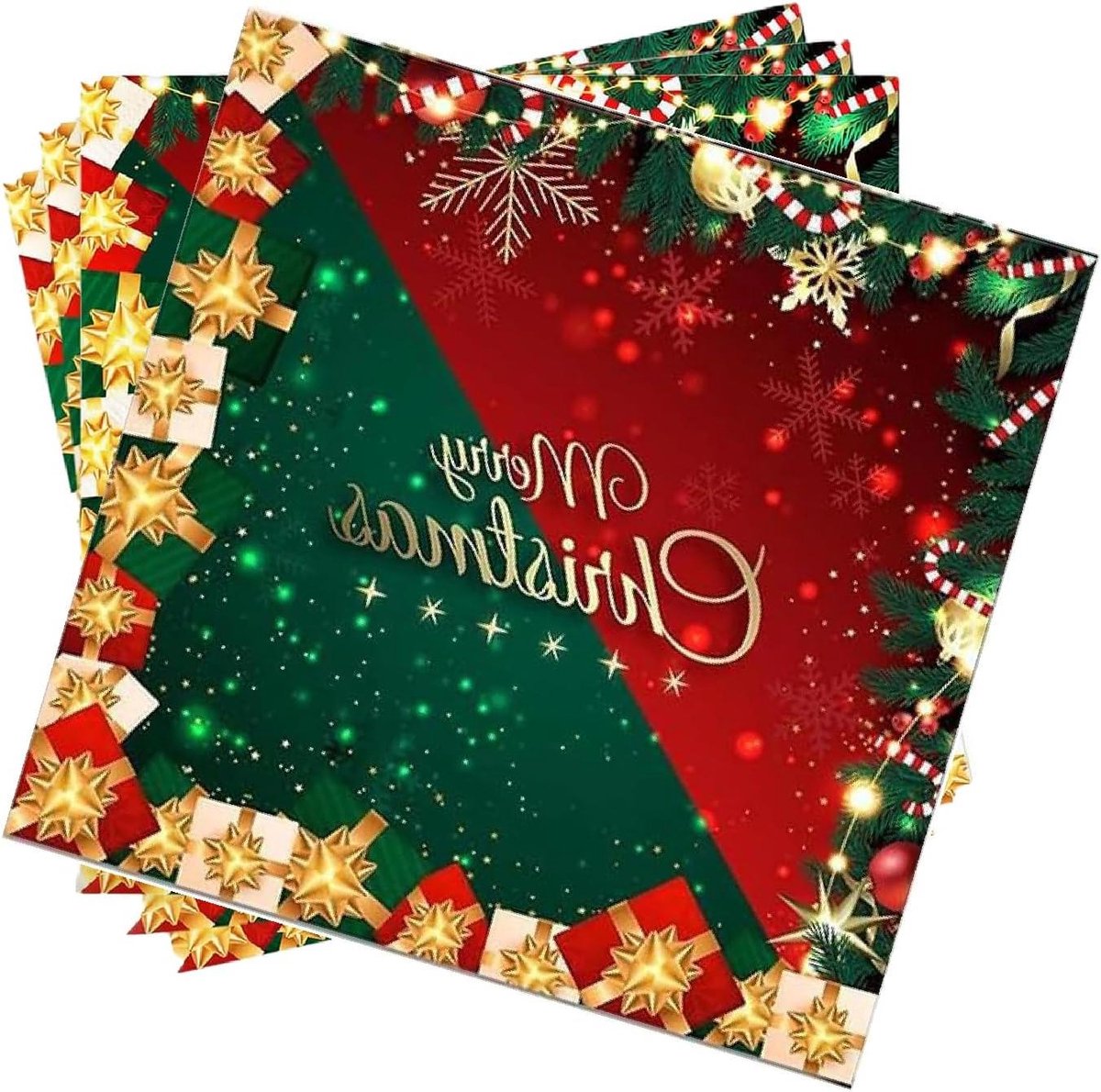 Servetten voor Kerstdiner - Papieren tafeldecoratie in Kerstsfeer - Set van 20 stuks