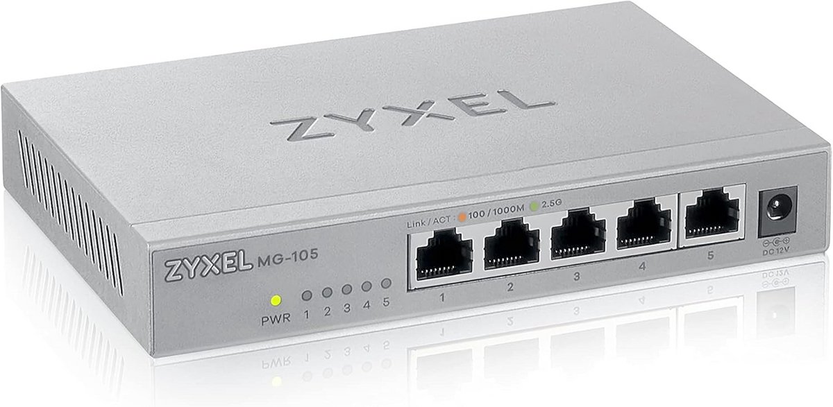 5-Poorts 2.5G Unmanaged Switch voor Huis en Kantoor, Stille Werking