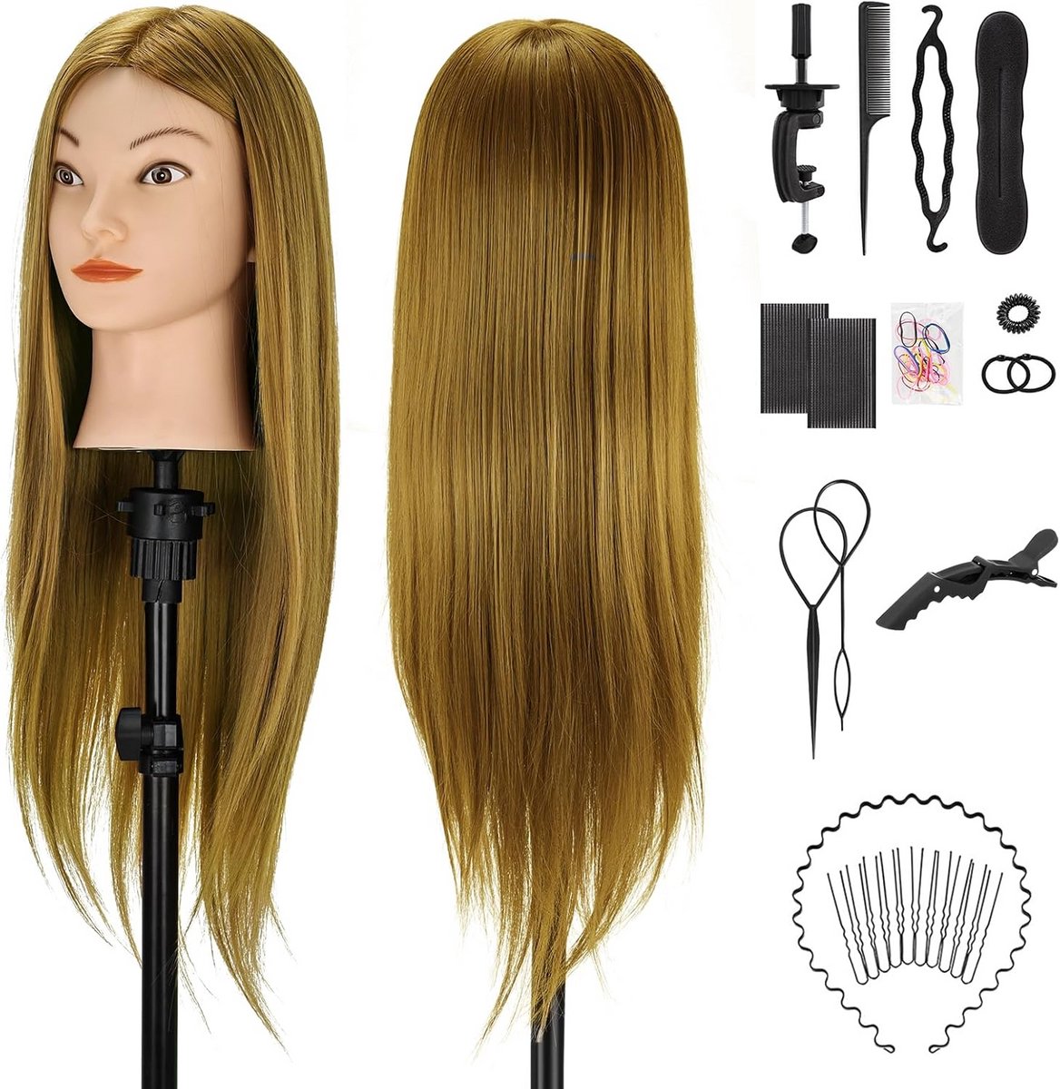 Mannequin Hoofd met Lang Synthetisch Haar voor Kappers Styling en Vlechten