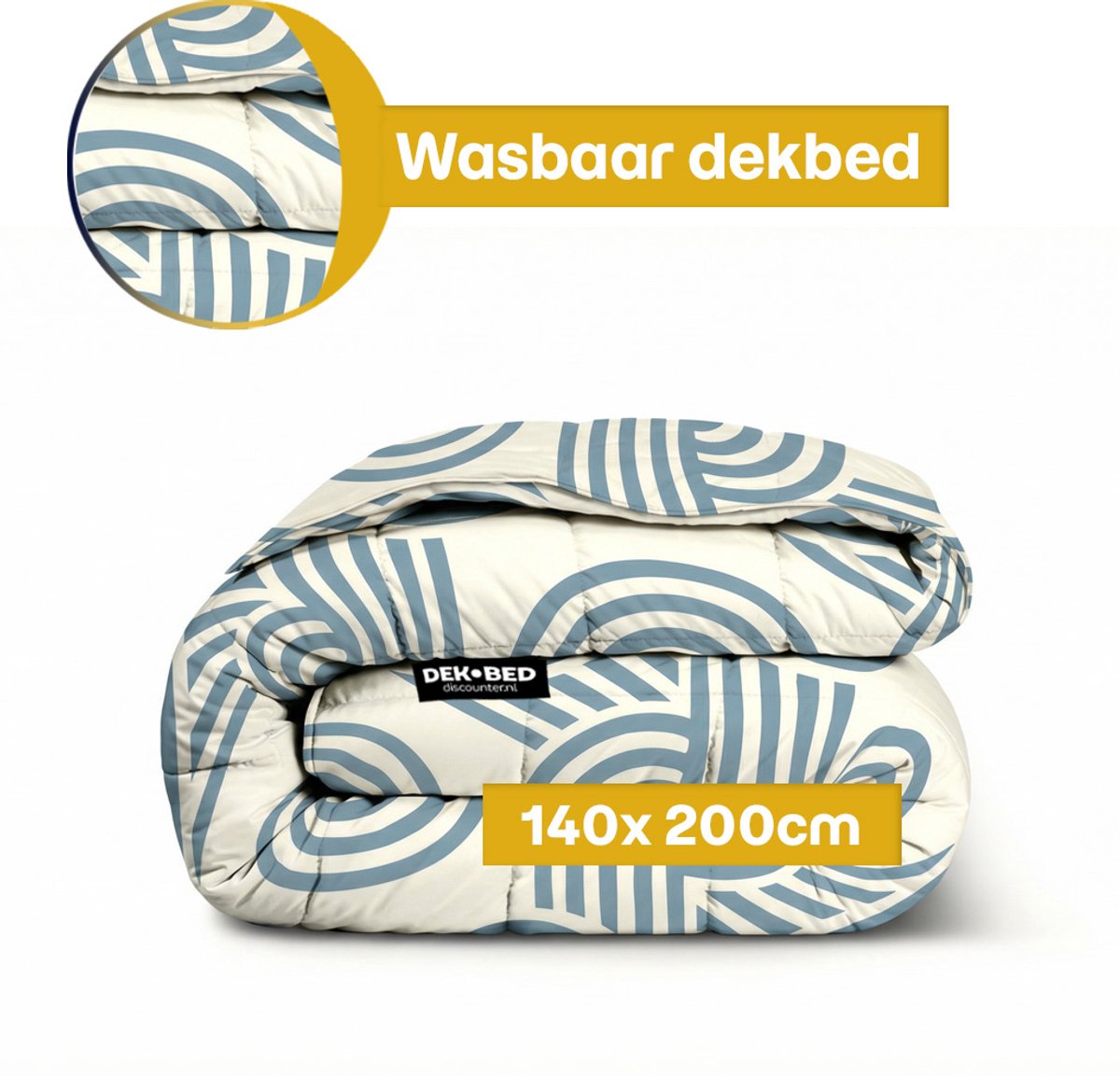 Dekbed-Discounter - Fresh and Co Dekbed Zonder Overtrek 140 x 200 cm - Wasbaar dekbed - Wasbaar op 40 graden - Verkoelend dekbed - Curvy Lines