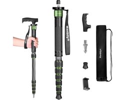 Lichtgewicht Carbon Fiber Cameral Monopod Verstelbaar tot 155 cm met Wandelstok Functie