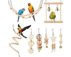 Houten Speelgoedset voor Vogels: Klimtouwen en Schommels voor Parkieten en Papegaaien