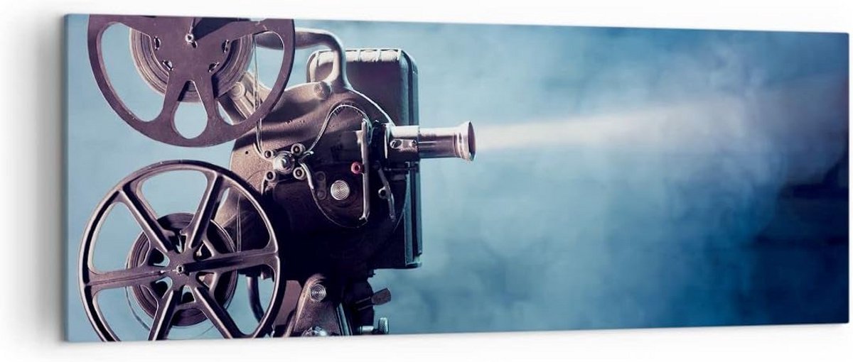 Canvas Schilderij Filmposter Projector Geschiedenis - 140x50 cm Wanddecoratie