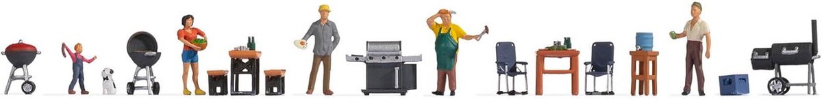 Miniatuur Grillfeest Figurenset voor Modelbouw en Diorama's