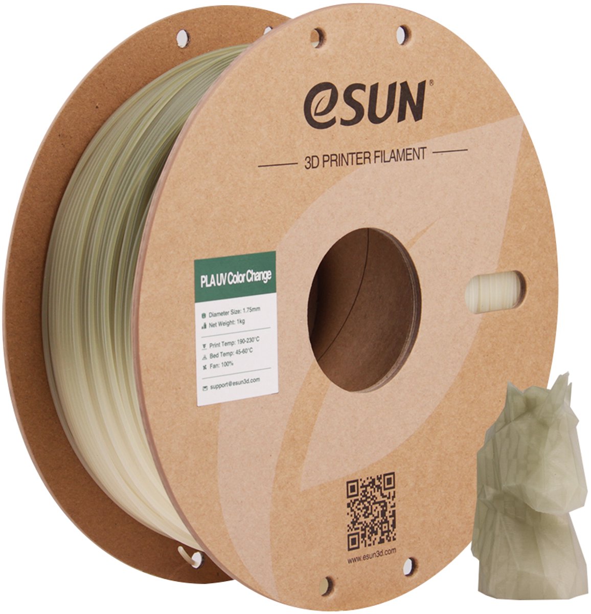 eSun PLA-UV Color change Groen / Green 1 kg - 1.75mm - 3D printer filament