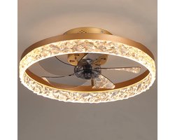 Plafondventilator met Licht en Afstandsbediening APP Dimbaar Kristal Stille Motor Inclusief Zomer- en Winterstand