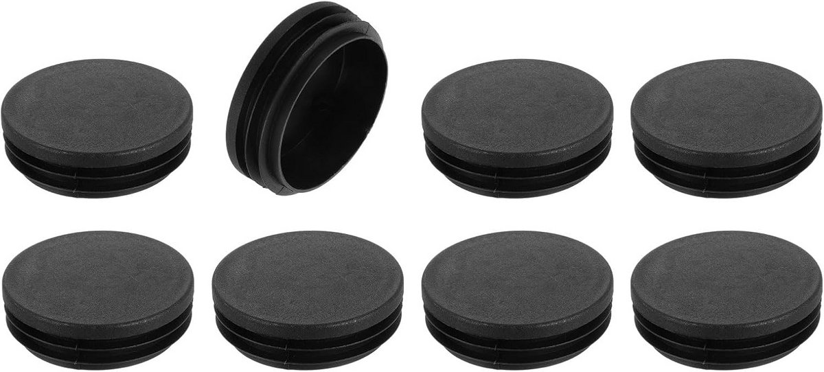 8x Ronde Afdekdoppen Zwart voor Buispoten 76 mm - Bescherming voor Meubels en Vloeren