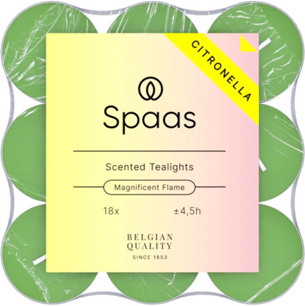 SPAAS Citronella Theelichten Brandduur ± 4,5 u Levendig Groen - 18 stuks