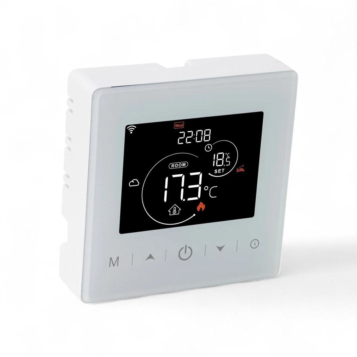 Opbouw Thermostaat | Wifi | Touchscreen bediening | 2 draads installatie | Energie statistieken | Tuya app | Google Home integratie | Wit thumbnail 5