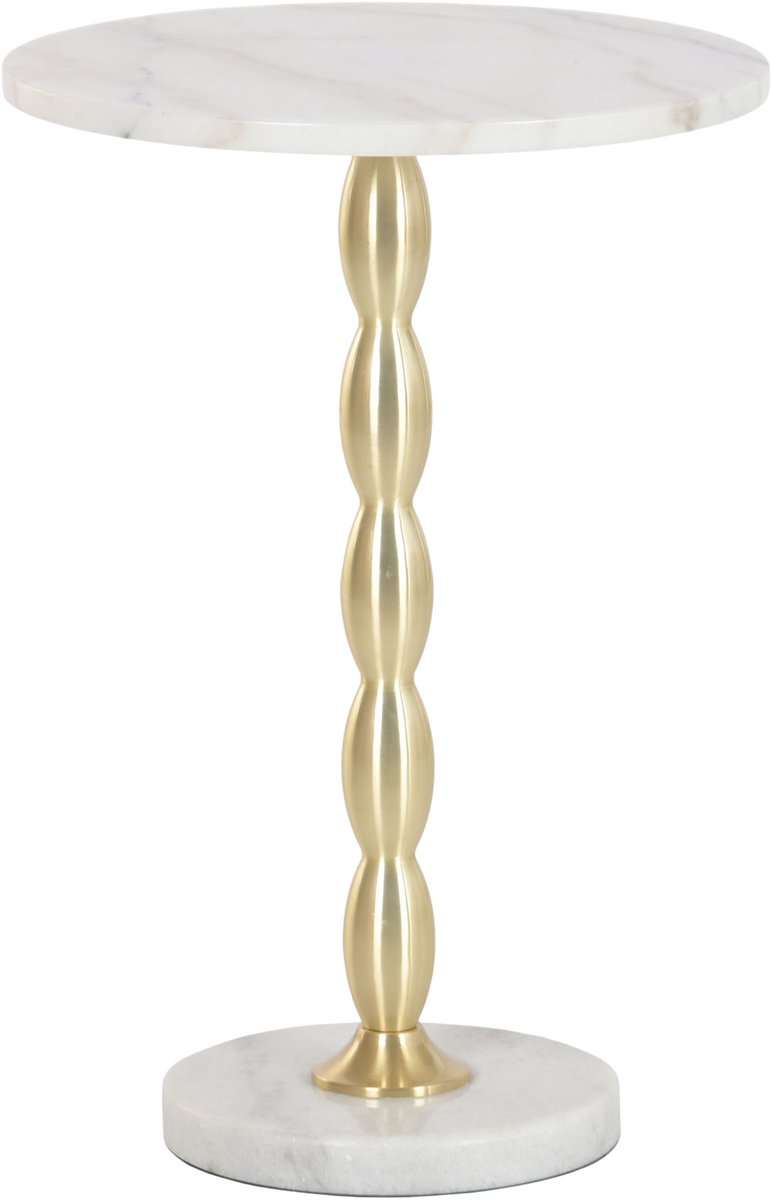 Atmosphera Bijzettafel / salontafel Elegance - goud - metaal / marmer - rond - D41 x H60 cm - luxe wonen