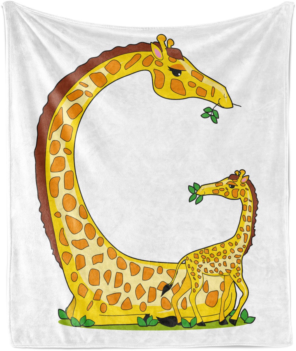ABAKUHAUS Giraffe Zachte Flanellen Fleece Deken, Baby Afrikaans Dierenvoer, Gezellige Pluche Plaid, 125 x 175 cm, Wit Mosterd