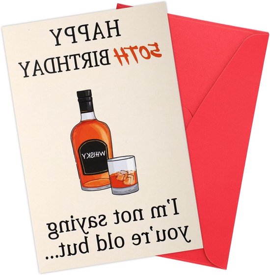 Whiskey Thema Verjaardagskaart met Grappige Twist voor Mannen en ...
