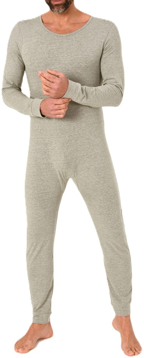 Normann Voedingsbody lange mouw UNISEX bodypyjama uit één stuk met ritssluiting aan de achterkant grau
