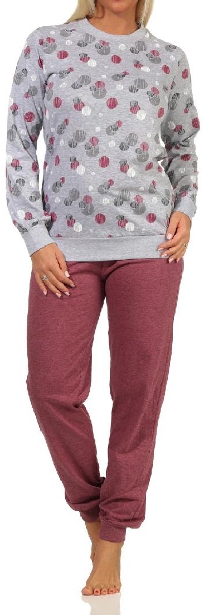 Normann Damespyjama met manchetten in elegante polka dot / stippen look - 212 201 90 750 rot