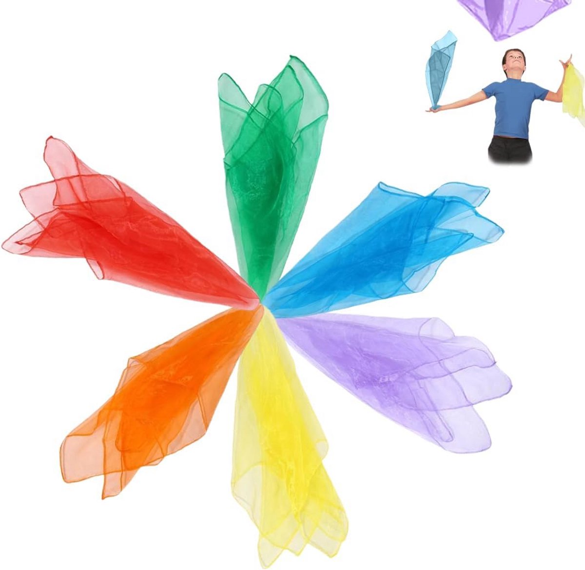 6 Kleurrijke Jongleerdoeken voor Kinderen (60x60 cm) - Speelgoed voor Beweging en Magie