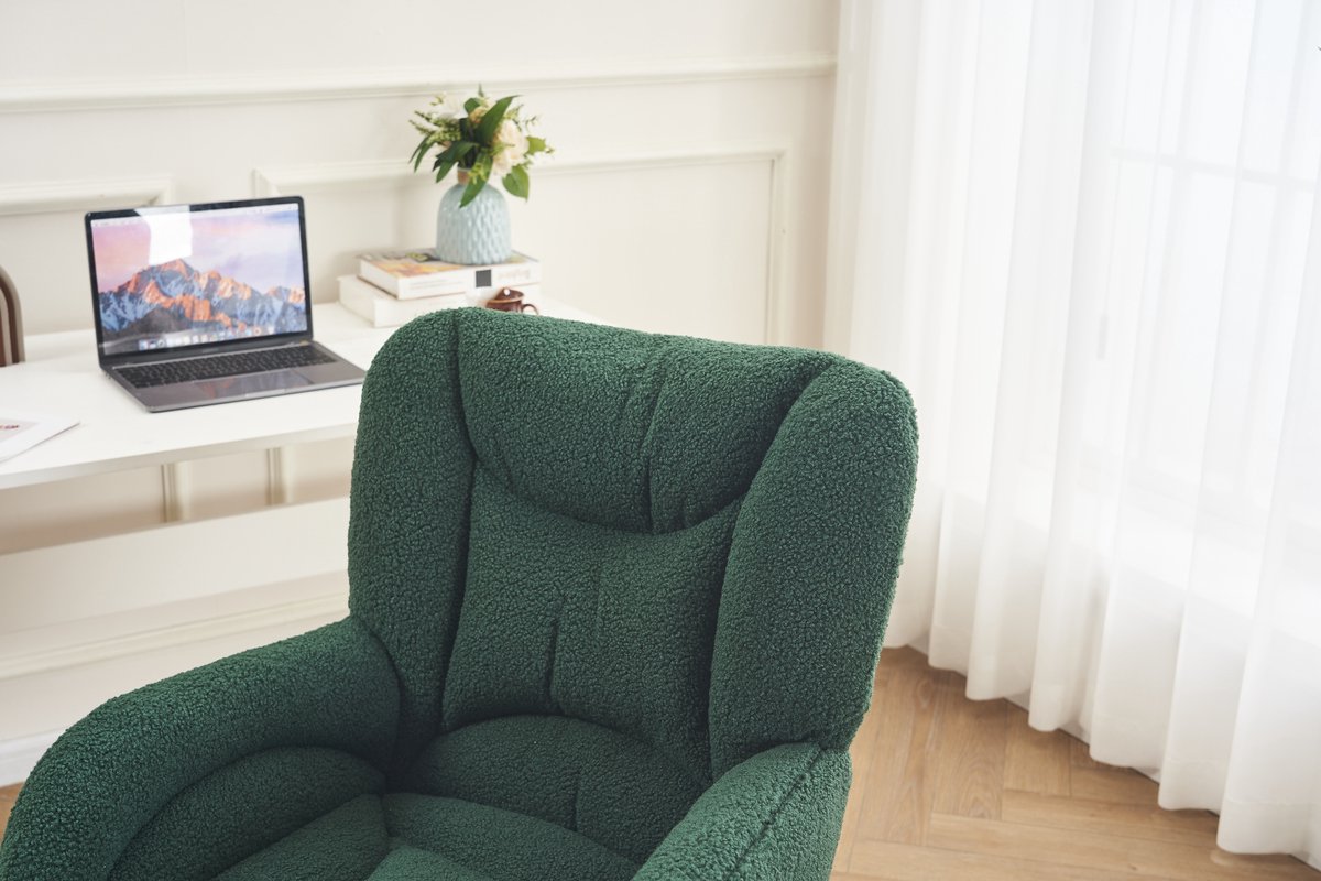 HAUSS SPOLE Stoel – Teddy Draaistoel – Verstelbare Bureaustoel – 360° Wielen & Hoogte – Ergonomisch Schuim – Voor Thuiswerk En Kantoor – Groen Met Gouden Basis – foto 7