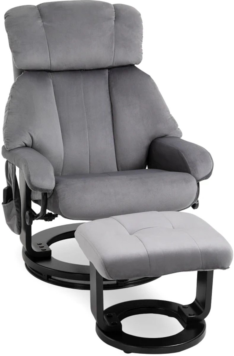 Massagestoel met Voetenbank - Relaxfauteuil - 10 Vibratiekoppen - 360° Draaibaar - Kantelb