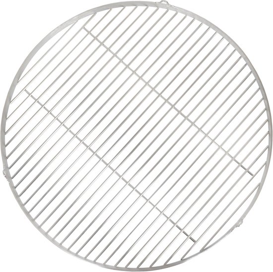 Roestvrijstalen Grillrooster 70 Cm – 3 Ophanggaten, 2 Cm Hoge Rand – Voor Draaibare Driepoot En Kampvuur