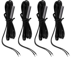 4 Stuks Waterdichte Temperatuursensor NTC 10K 3950 Thermistor Probe met Kabel (1m) voor Koelkast, Aquarium en Doe-het-zelf
