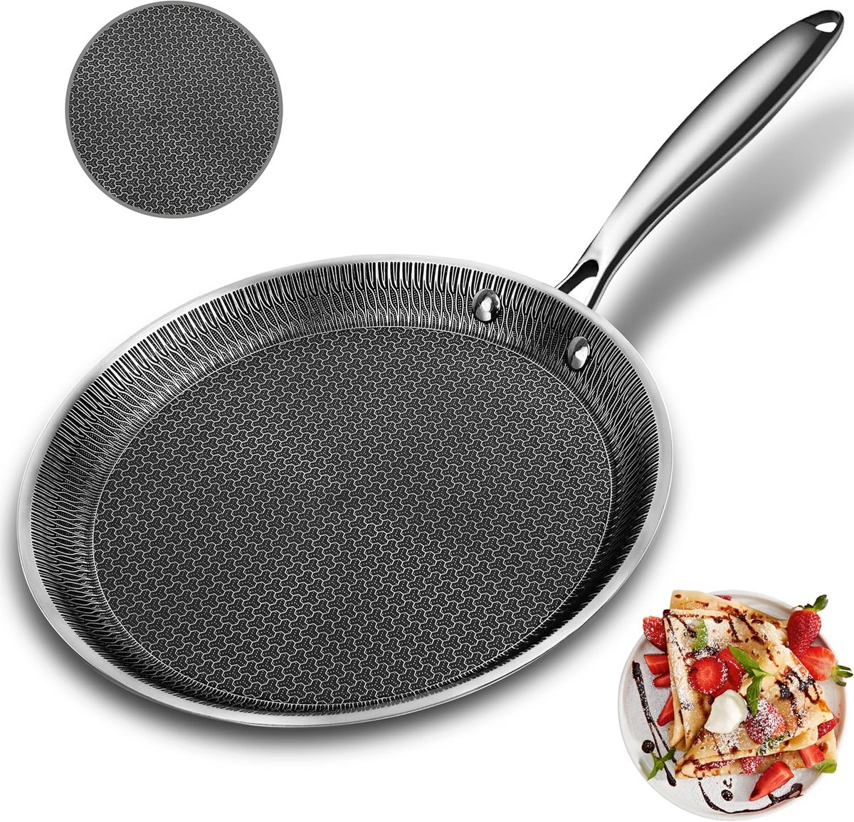 10.6 Inch Professionele Crêpe Pan Anti-Aanbakplaat voor Pannenkoeken, Tortilla's en Dosa - Geschikt voor Inductie