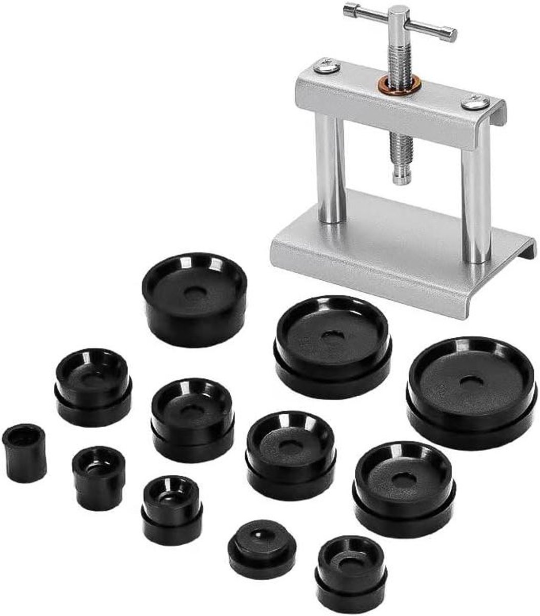 Horlogemaker Tool Kit voor Horlogekast Sluiten en Batterij Vervangen - 12 Vormen - Zilverkleurig