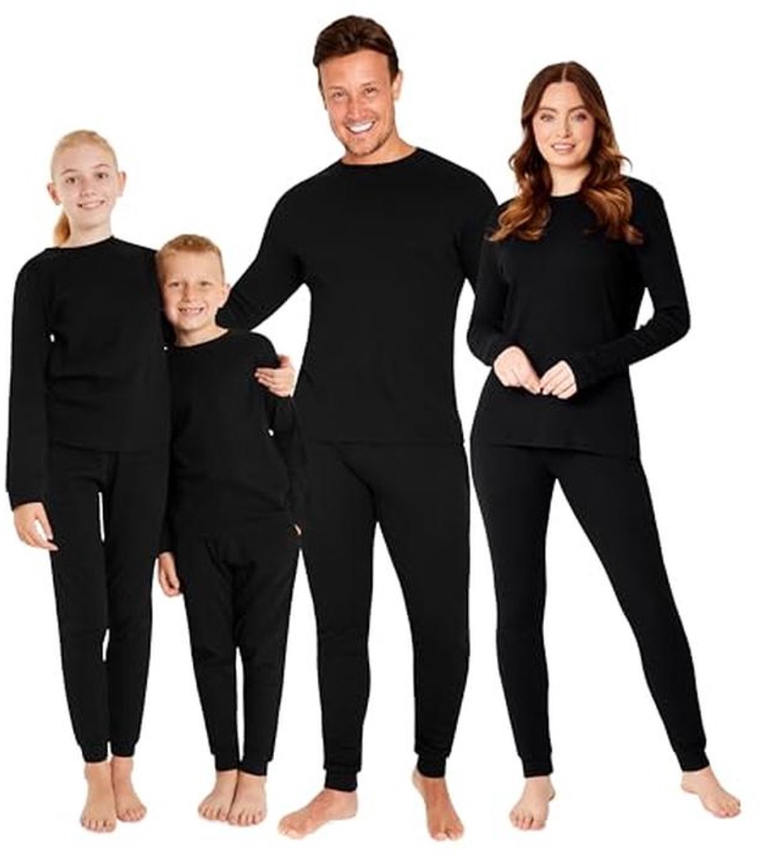Geribbelde Katoenen Pyjama Set voor Dames, Heren, Tieners en Kinderen - Zacht en Ademend Loungewear