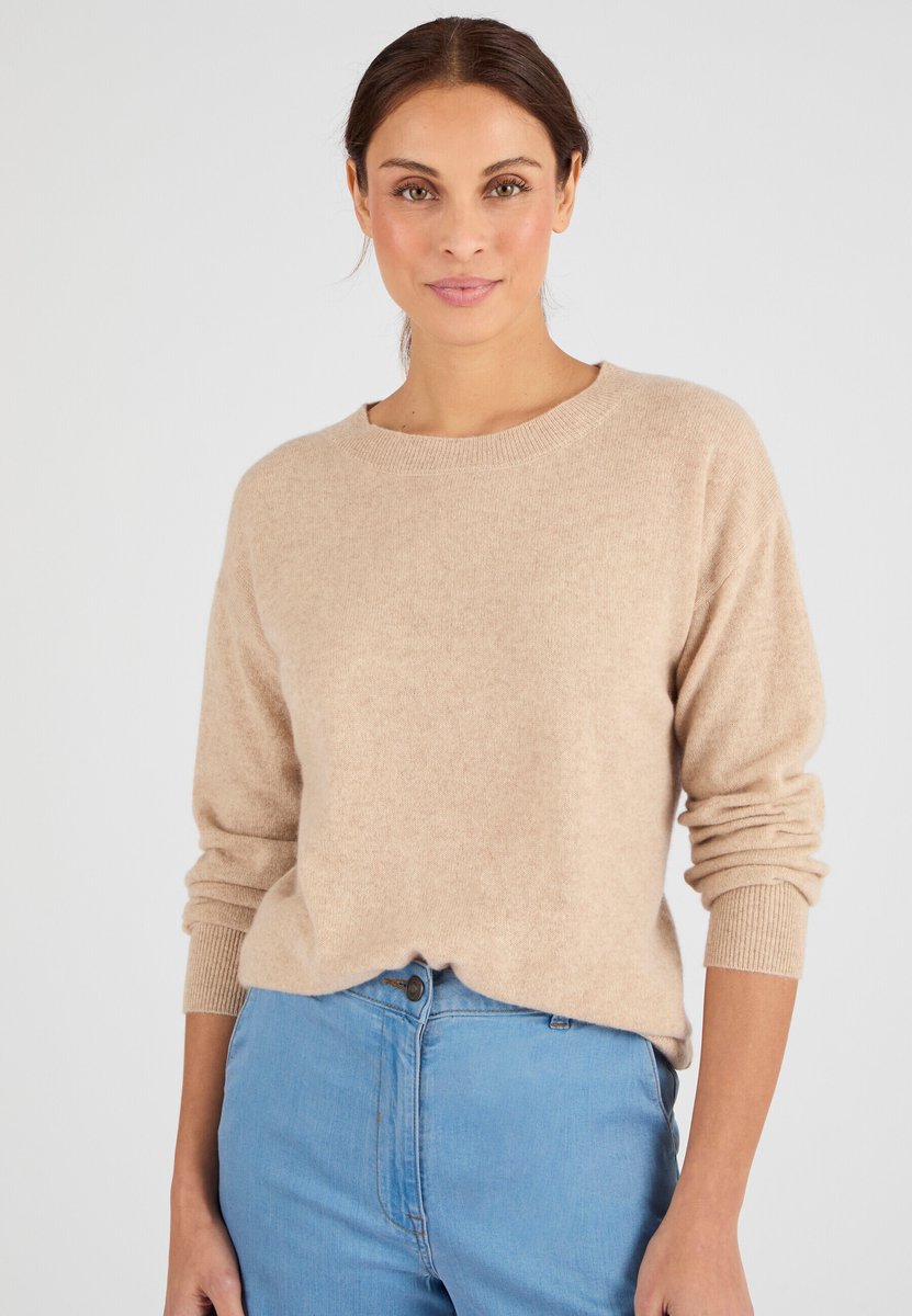 Damart - Trui van zuiver kasjmier met rond hals - Dames - Beige - S