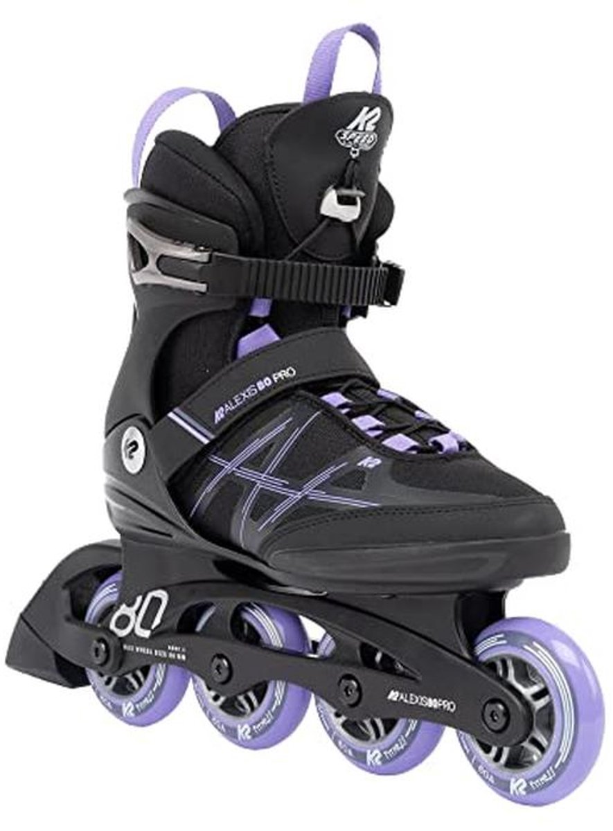Inlineskates voor dames met 80 mm wielen - Zwart - Lavendel