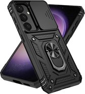 Étui Casemania Convenant pour Samsung Galaxy S26 Plus - Zwart - Housse Hybrid Armor Anti-Choc avec Dos Protégé - Étui avec Ring Kickstand et Protection Caméra
