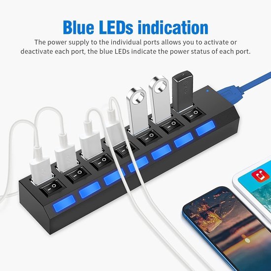 7-Poorts USB 3.0 Hub met 1 TB Externe Opslag — afbeelding 3