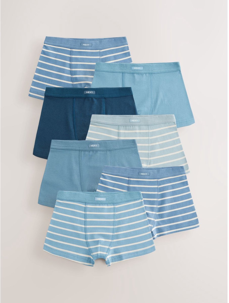 Next - Jongens - Set van 7 boxershorts met zachte tailleband - Blauw