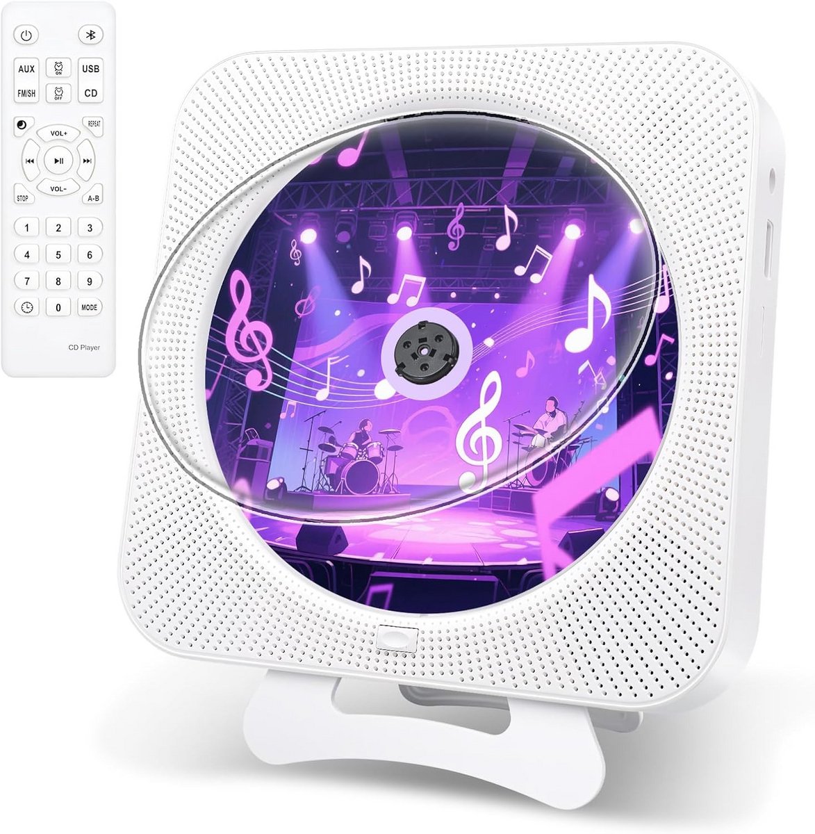 Draagbare CD-speler met Radio, Bluetooth 5.1, USB/MP3 en Afstandsbediening - Wandmontage Optie