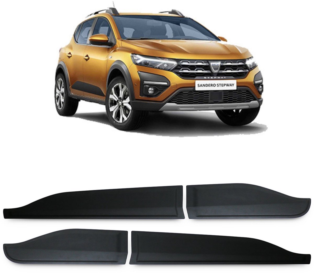 Set beschermhoezen voor de zijdeuren, zwart, voor Dacia Duster vanaf 2018.