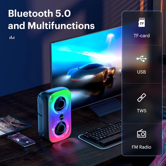 Draagbare Bluetooth Speaker met LED Licht en TWS Stereo Functie — afbeelding 4